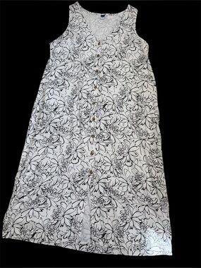 Old Navy dress linen blend button up front slit size XL